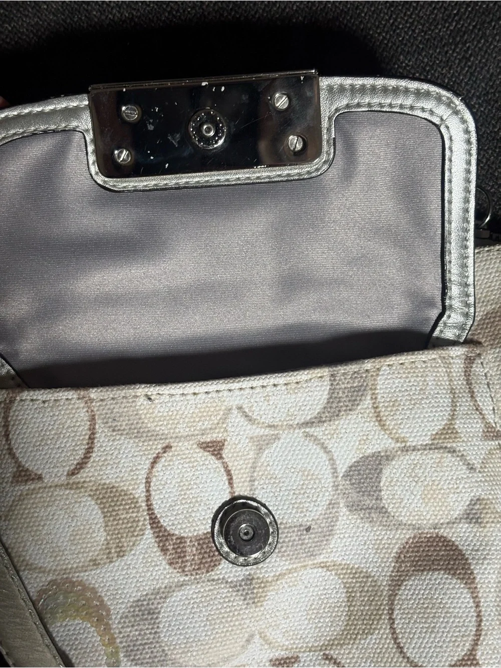 Coach Kristin Swing Bag  Crossbody Sequin Signature white  Brown